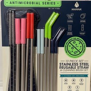 Reusable Stainless Steel Straws with Silicone Tips